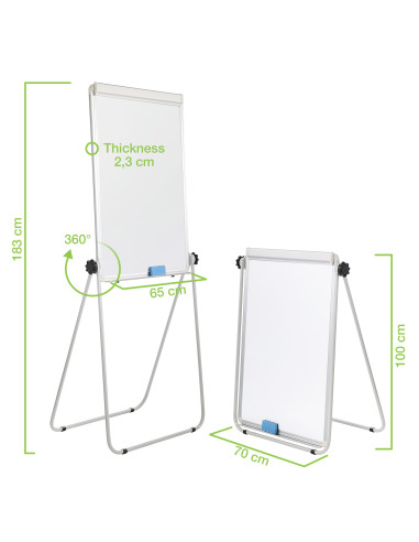 Lavagna Magnetica Bifacciale Flipchart Portatile 70x100 cm con Supporto