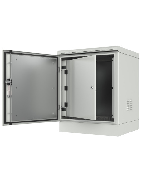 Armadio Rack 19'' a Pavimento 16U grigio IP66 Doppia Porta Cieca prof. 600 mm