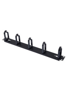Pannello Passacavi 5 Anelli in Plastica Lunghi Staccabili 1U Nero
