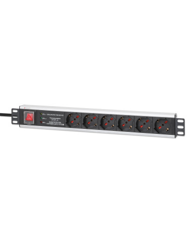 Multipresa 6 Posti Rack 19'' con Protezione e Interruttore Spina Italiana 1