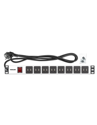 Multipresa per Rack 16 uscite USB tipo A Spina Schuko Angolata 1U