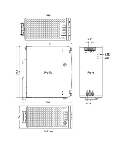 Alimentatore su Guida DIN 48V 5A 240W