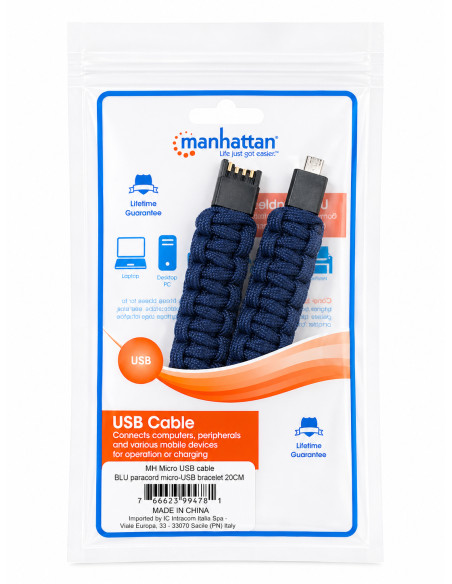Bracciale Paracord con Micro USB Blu