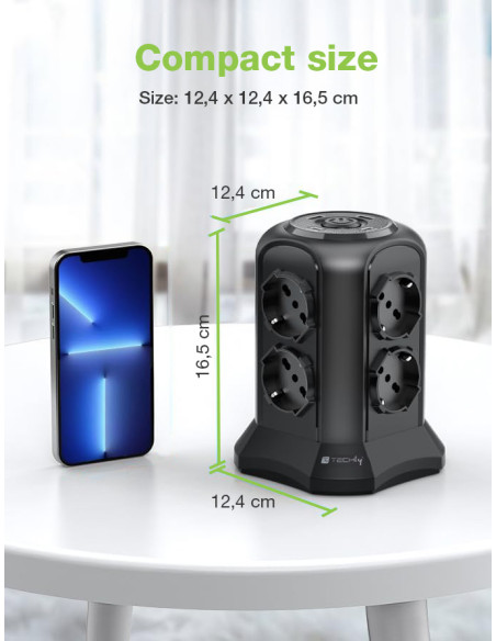 Multipresa da Tavolo a Torretta Salvaspazio 8 Posti Italiana Bipasso / Schuko 2 USB-A e 2 USB-C&trade