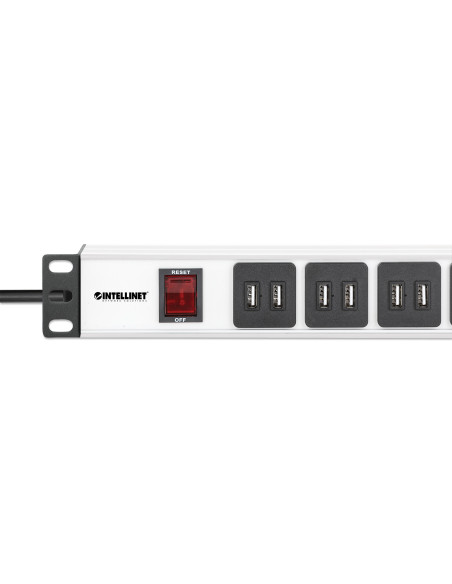 Multipresa per Rack 16 uscite USB tipo A Spina Schuko Angolata 1U
