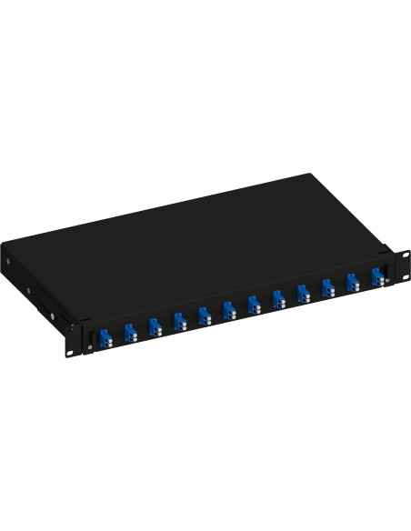 Cassetto Ottico 19'' con 12 Bussole LC Duplex Monomodale OS2 Nero