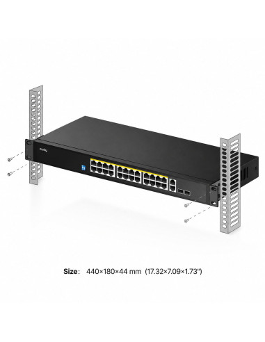 Switch Gigabit PoE+ 24 Porte con 2 Uplink GBE e 2 Gigabit SFP