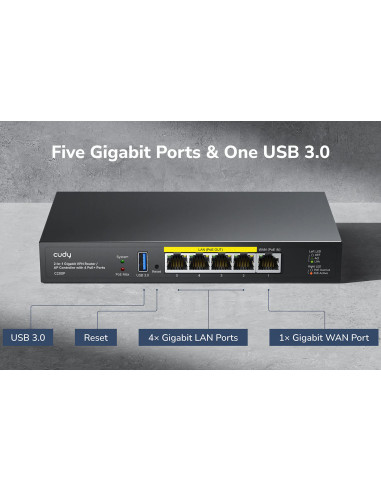 Router 2in1 SMB VPN / AP Controller con 4 Porte PoE+