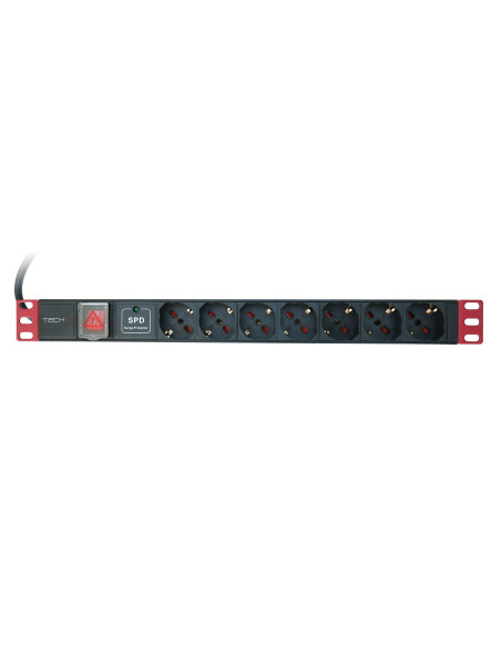 Multipresa da Rack 19'' 7 Posti con limitatore da sovratensioni