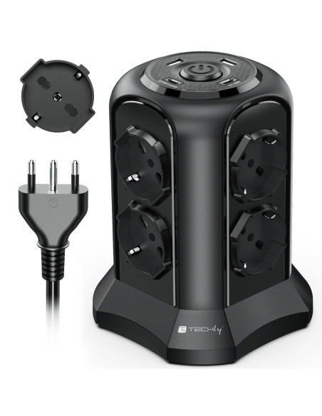 Multipresa da Tavolo a Torretta Salvaspazio 8 Posti Italiana Bipasso / Schuko 2 USB-A e 2 USB-C&trade