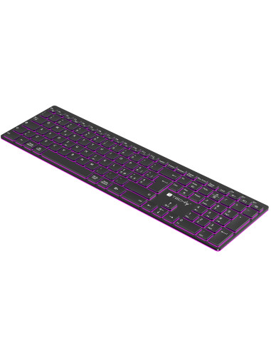 Tastiera Ultrasottile Wireless 2.4G + 2 BT Ricaricabile con Retroilluminazione