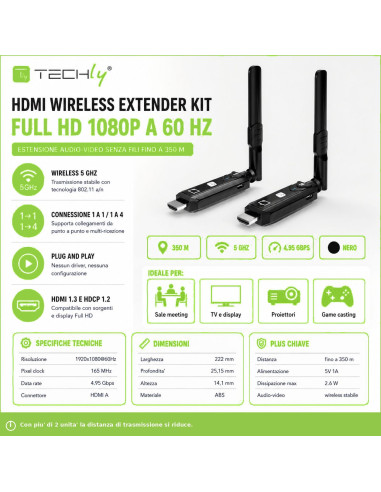 Extender HDMI Full HD 60Hz Wireless 5G 350m