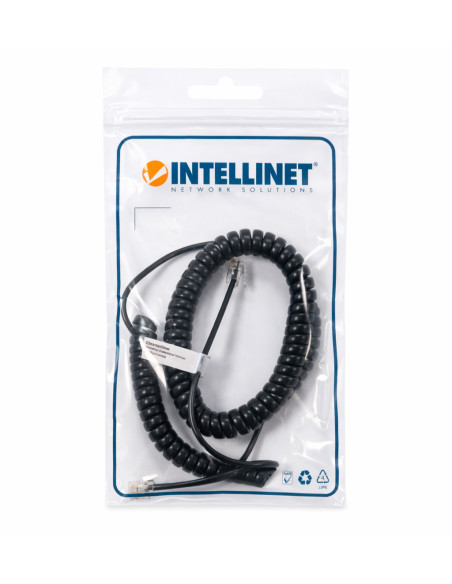 Cavo telefonico spiralato per cornetta 2mt RJ10 4P4C Nero