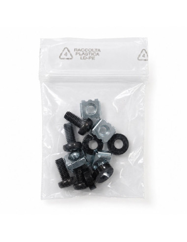 Kit Set 4 Viti 4 Dadi e 4 Rondelle per Montaggio Rack Nero