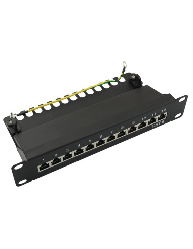 Pannello Patch 10'' STP 12 Posti RJ45 Cat. 6 Nero