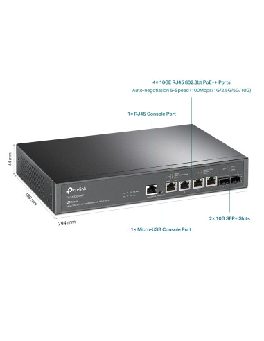 Switch Managed L2+ con 2 Porte 10 GE SFP+ e 4 Porte 10GE PoE++ Jet Stream