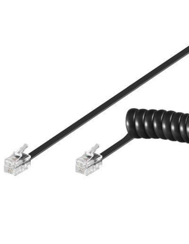 Cavo telefonico spiralato 4mt RJ10 4P4C Nero