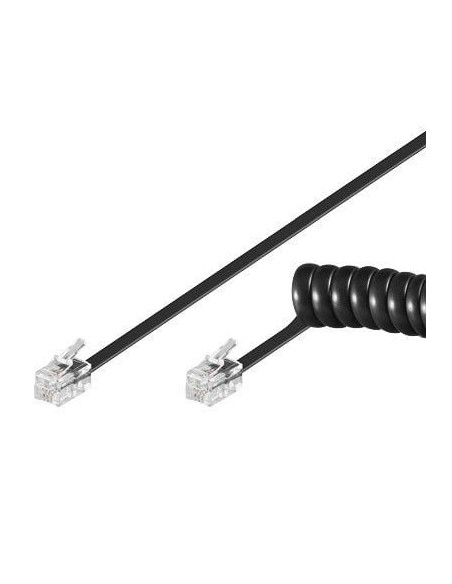 Cavo telefonico spiralato 4mt RJ10 4P4C Nero
