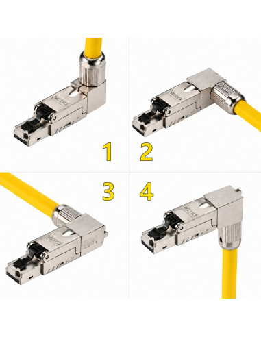 Connettore Plug RJ45 8P8C Cat.6A Schermato STP con Angolo di 90&deg