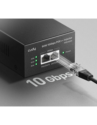 Iniettore Gigabit PoE/PoE+/PoE++ da 90W 10G fino a 90 m