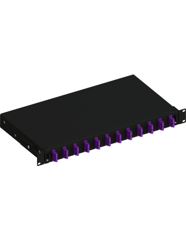 Cassetto Ottico 19'' Scorrevole con 12 Bussole SC Duplex Multimodale OM4 Nero