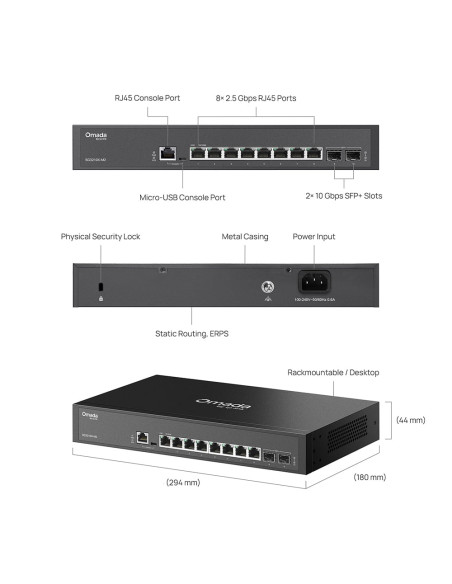 Switch Managed L2+ con 8 Porte 2.5G e 2 Slot 10GE SFP+