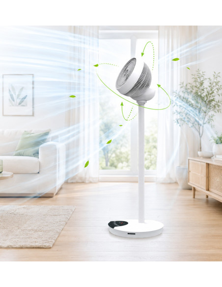 Ventilatore 9'' 2 in 1 con Piantana a 2 Altezze 12 Velocit&agrave con Telecomando Oscillazione a 720&deg e Timer