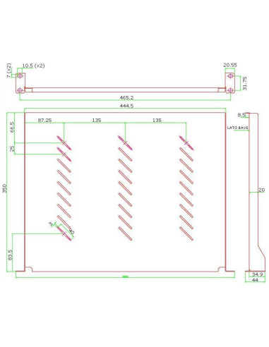 Mensola per Rack 19'' 350 mm 1U Nera 2 punti