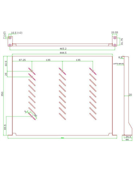 Mensola per Rack 19'' 350 mm 1U Nera 2 punti