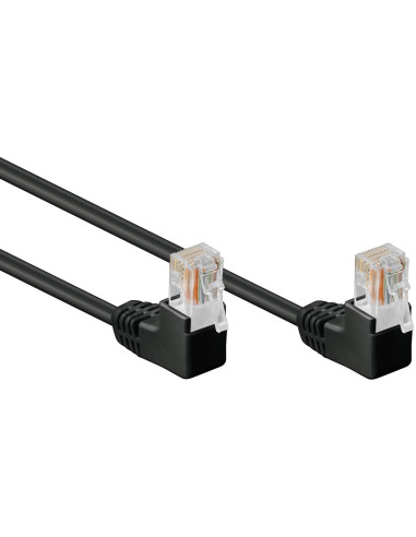 Cavo di rete Patch Angolato 90&deg CCA Cat. 5e Nero UTP 1 m