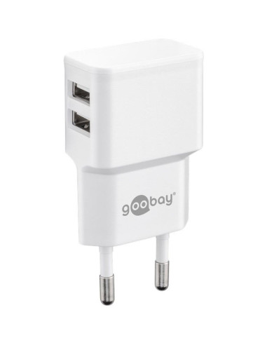 Caricatore da Muro 2 porte USB-A Slim Design 12W Bianco