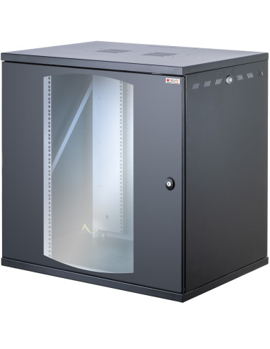 Armadio Rack 19'' a Muro 13U P 600mm L 800mm Porta Vetro Nero