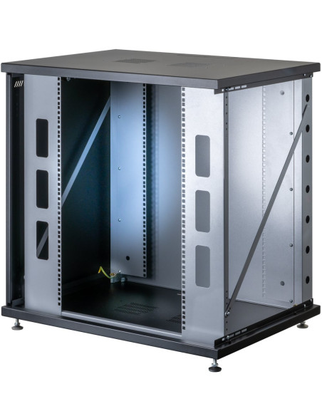 Armadio Rack 19'' a Muro 13U P 600mm L 800mm Porta Vetro Nero