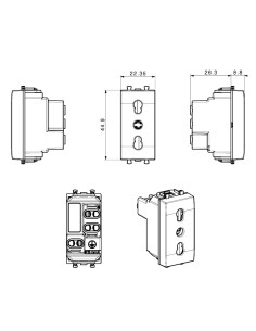 Domus S44 Presa Bipasso 2P+T 10/16A 250V 1 Modulo Bianco Lucido 2