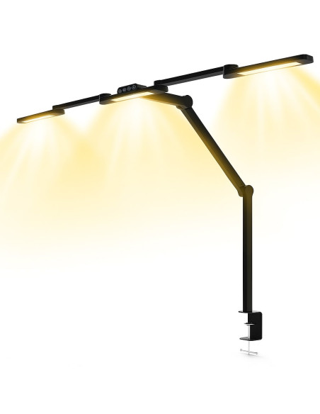 Lampada LED a Tripla Sorgente Luminosa con Braccio Regolabile e Attacco a Morsetto