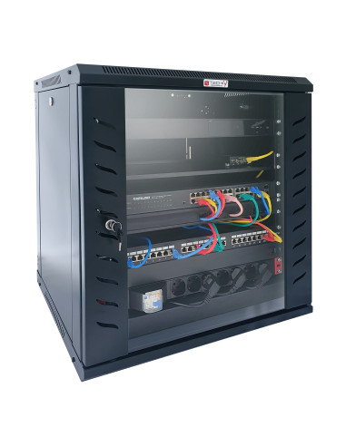 Armadio Rack 19'' a Muro 12 Unit&agrave P.600 mm Flat Pack Nero