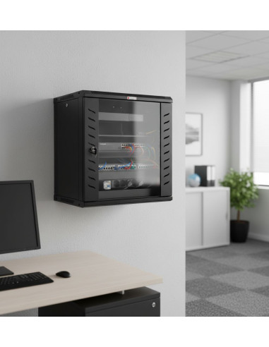 Armadio Rack 19'' a Muro 12 Unit&agrave P.600 mm Flat Pack Nero
