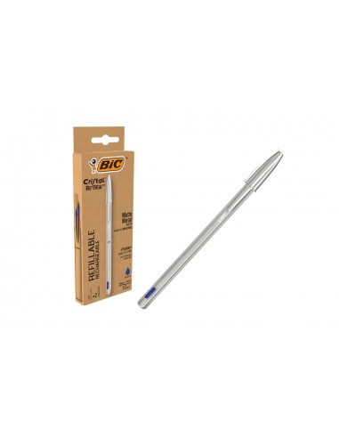 Penna bic metal blu con 2 ricariche
