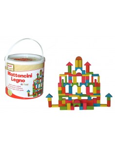 Secchiello con 50 mattoncini di legno Kidz Corner