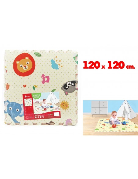 Tappeto Puzzle Festa Animali 120x120