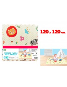 Tappeto Puzzle Festa Animali 120x120 2