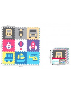 Tappeto Puzzle Impara i Veicoli 122x122