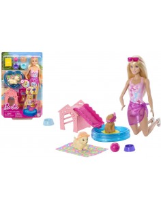 Barbie con Cuccioli in Piscina playset