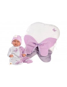 Abito Tutina con Coperta Lilla 42cm