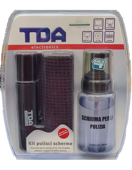 Kit Pulisci schermo - Include un Flacone Spray due Panni in Microfibra e Spazzola