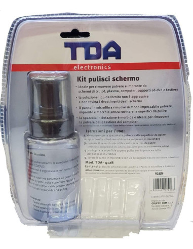 Kit Pulisci schermo - Include un Flacone Spray due Panni in Microfibra e Spazzola