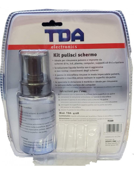 Kit Pulisci schermo - Include un Flacone Spray due Panni in Microfibra e Spazzola