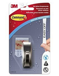 Command 16807 Gancio Classico Metallico, Resistente all'Acqua, Tenuta 0.5 kg, Rettangolare, Argento