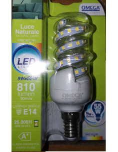 LAMPADA SPIRALINA 9W 810 LUMEN 4500 K E14 - 4 GIRI OMEGA