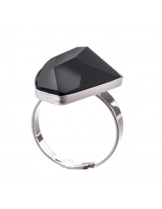 ANELLO REGOLABILE IN METALLO RODIATO CON CRISTALLO